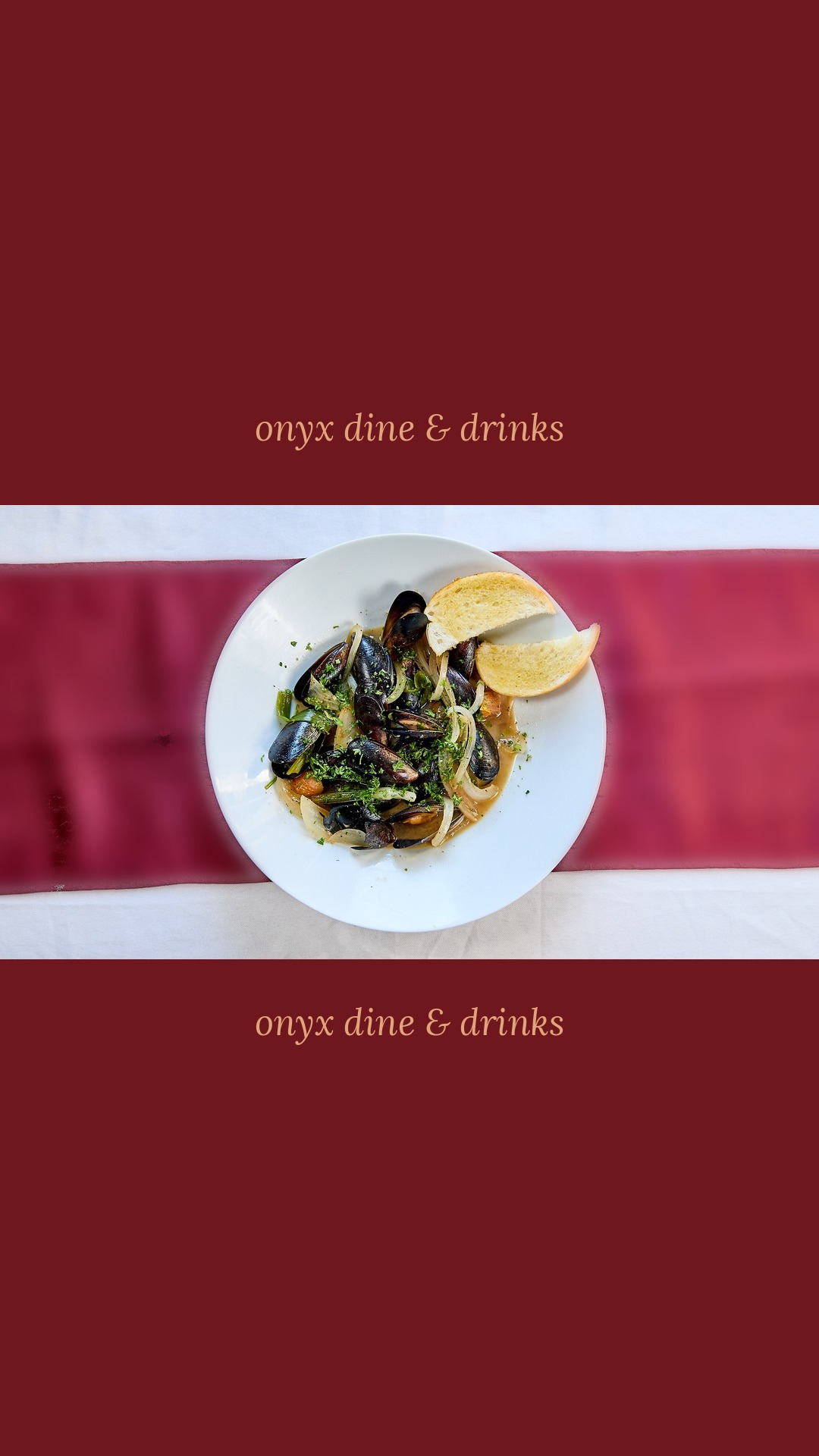 Steamed Mussels in White Wine Broth at Onyx Dine & Drinks